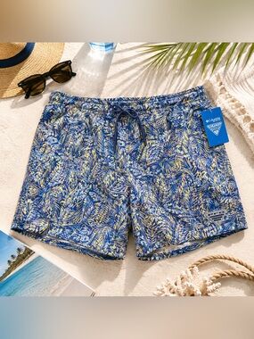 Columbia PFG Rambler Water Shorts Mens XXL 6” Blue Tropical Swim Trunks NWT